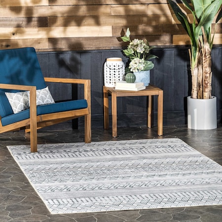 Nuloom Codi Moroccan Banded Machine Washable Indoor/Outdoor Area Rug 8ft x 10ft BIFR14A-8010